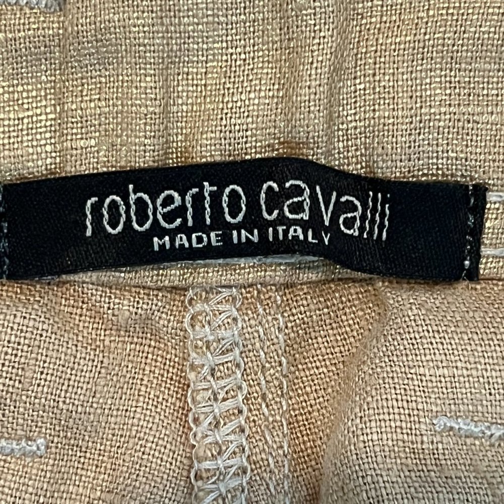 ❤️NWOT❤️ Roberto Cavalli Beige/Gold Linen Pants Vintage Made in Italy S… - Picture 14 of 16
